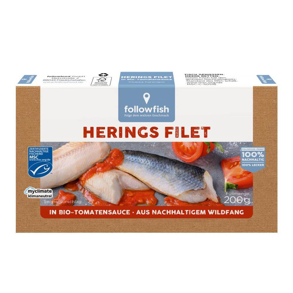 File de hering in sos te tomate Followfish, 200 g, natural