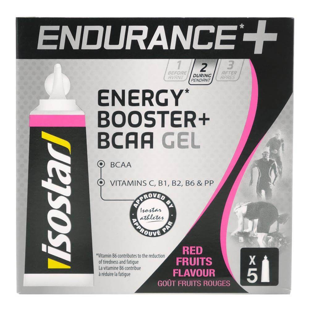 Geluri energizante ENDURANCE+ cu BCAA si Vitamine Isostar, 5 x 20 g, natural