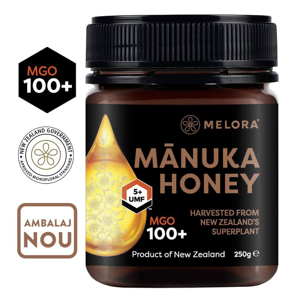 Miere de Manuka Melora, MGO 100+ (UMF 5) Noua Zeelanda, 250 g, naturala