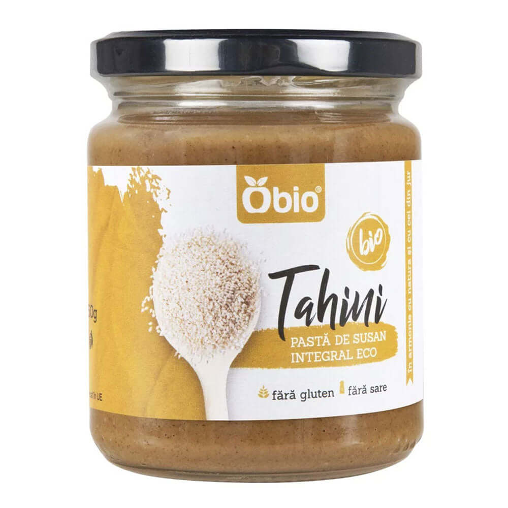 Tahini pasta din susan integral fara gluten, fara sare Obio, bio, 250g