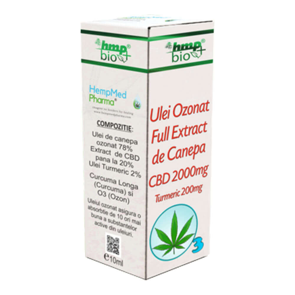 Ulei ozonat de canepa CBD 2000 mg HempMed Pharma, 10ml, natural