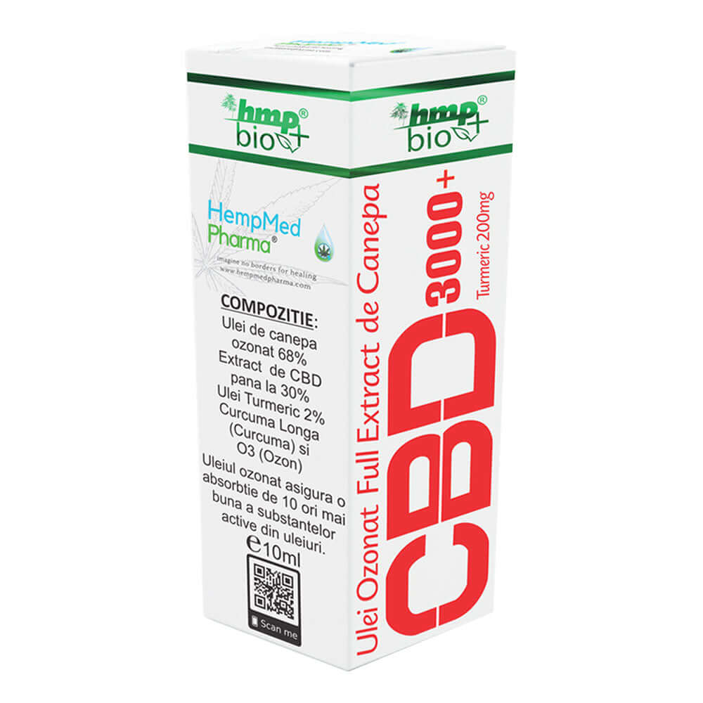 Ulei ozonat de canepa CBD 3000 mg HempMed Pharma, 10ml, natural