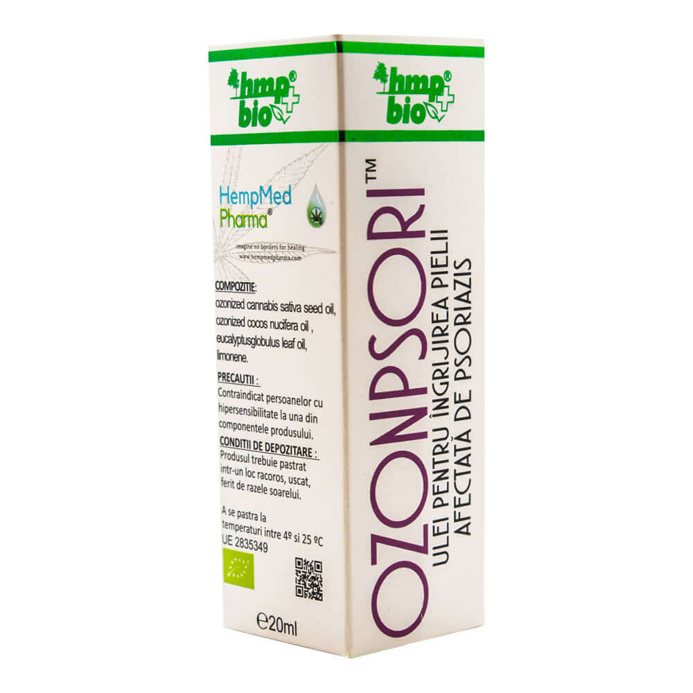 Ulei ozonat pentru pielea afectata de psoriazis Ozonpsori HempMed Pharma, 20ml, natural