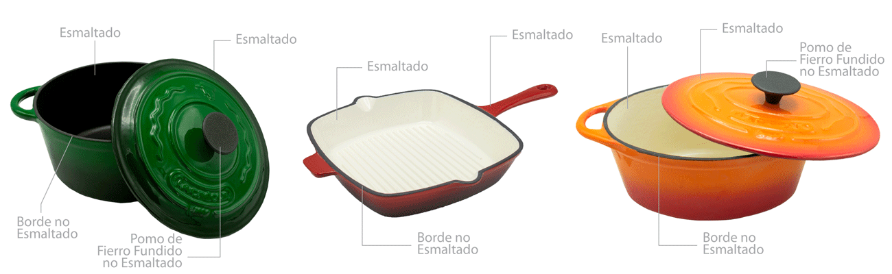 curado olla esmaltada