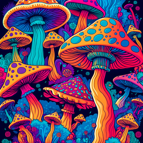 Colourful Psychedelic mushroom art print