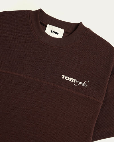 TOBI Waffle T-shirt - Mocha - TOBI