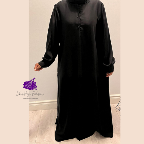 Black Abaya with Buttons, Nursing friendly, abaya with pockets.