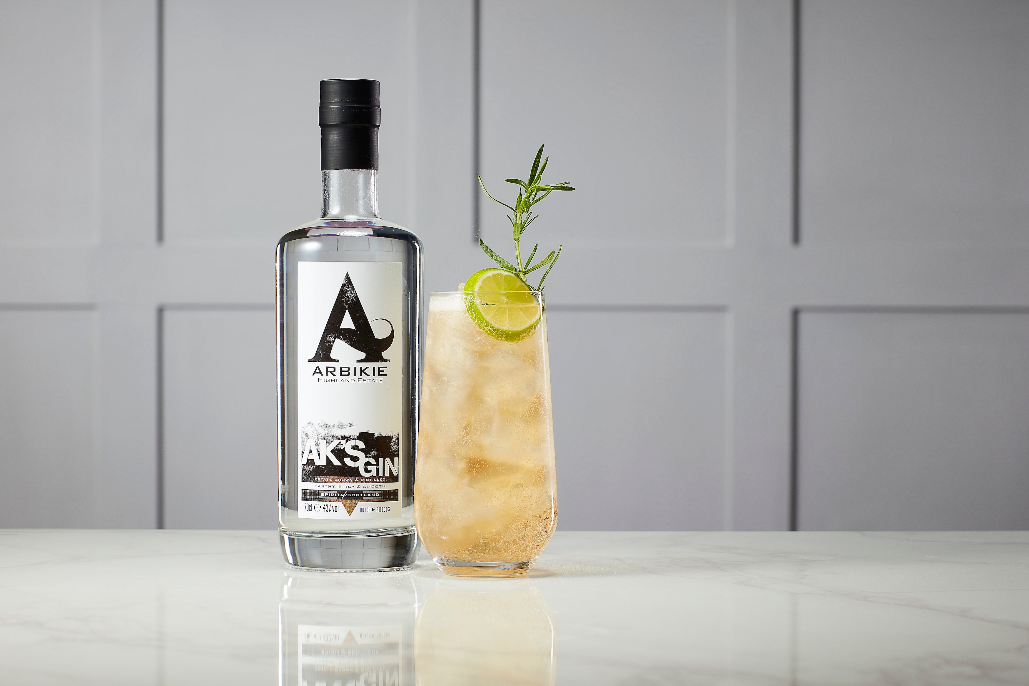 arbikie ak's gin and ginger cocktail