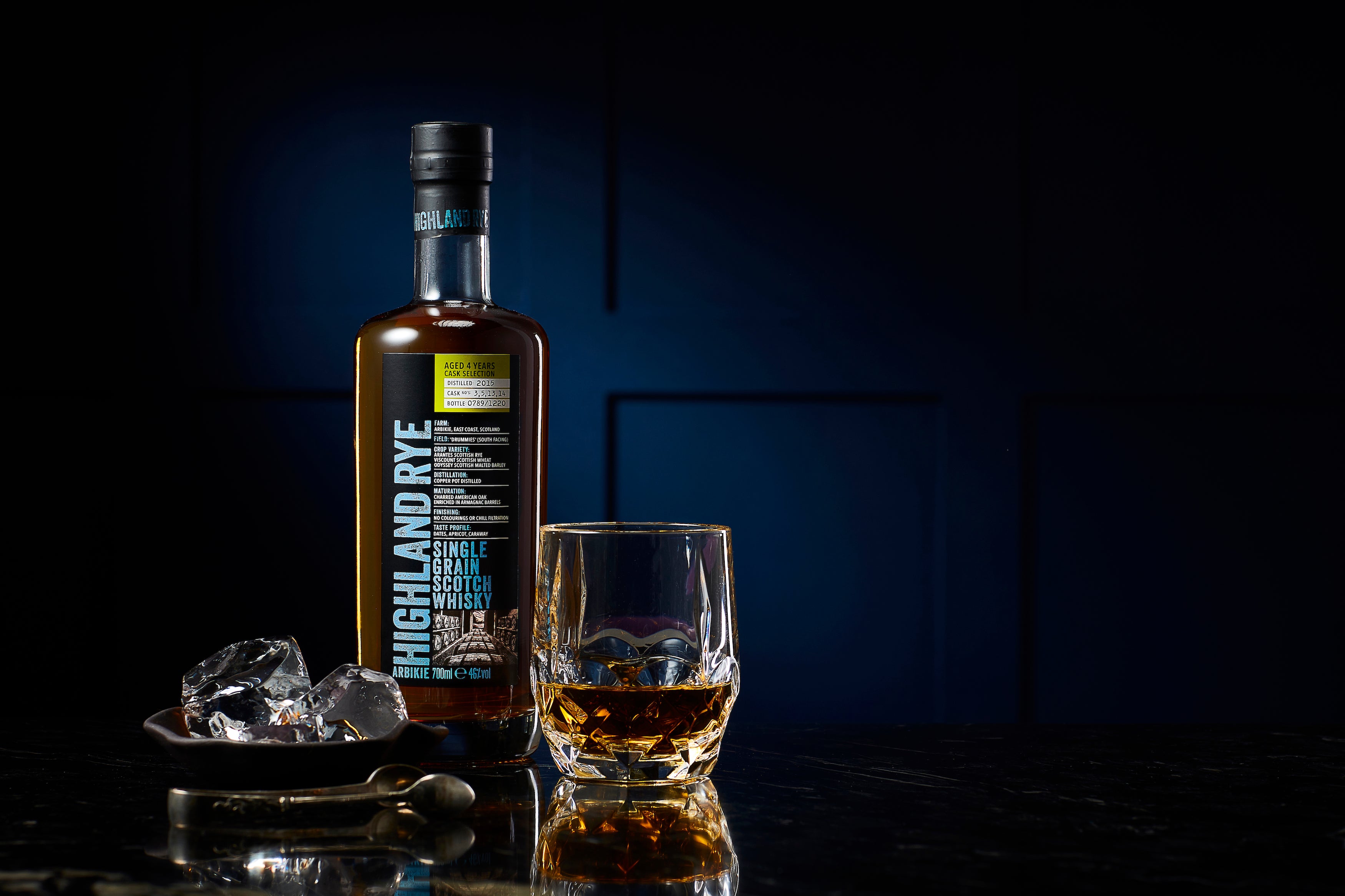 highland rye 1794 whisky 70cl bottle with whisky dram