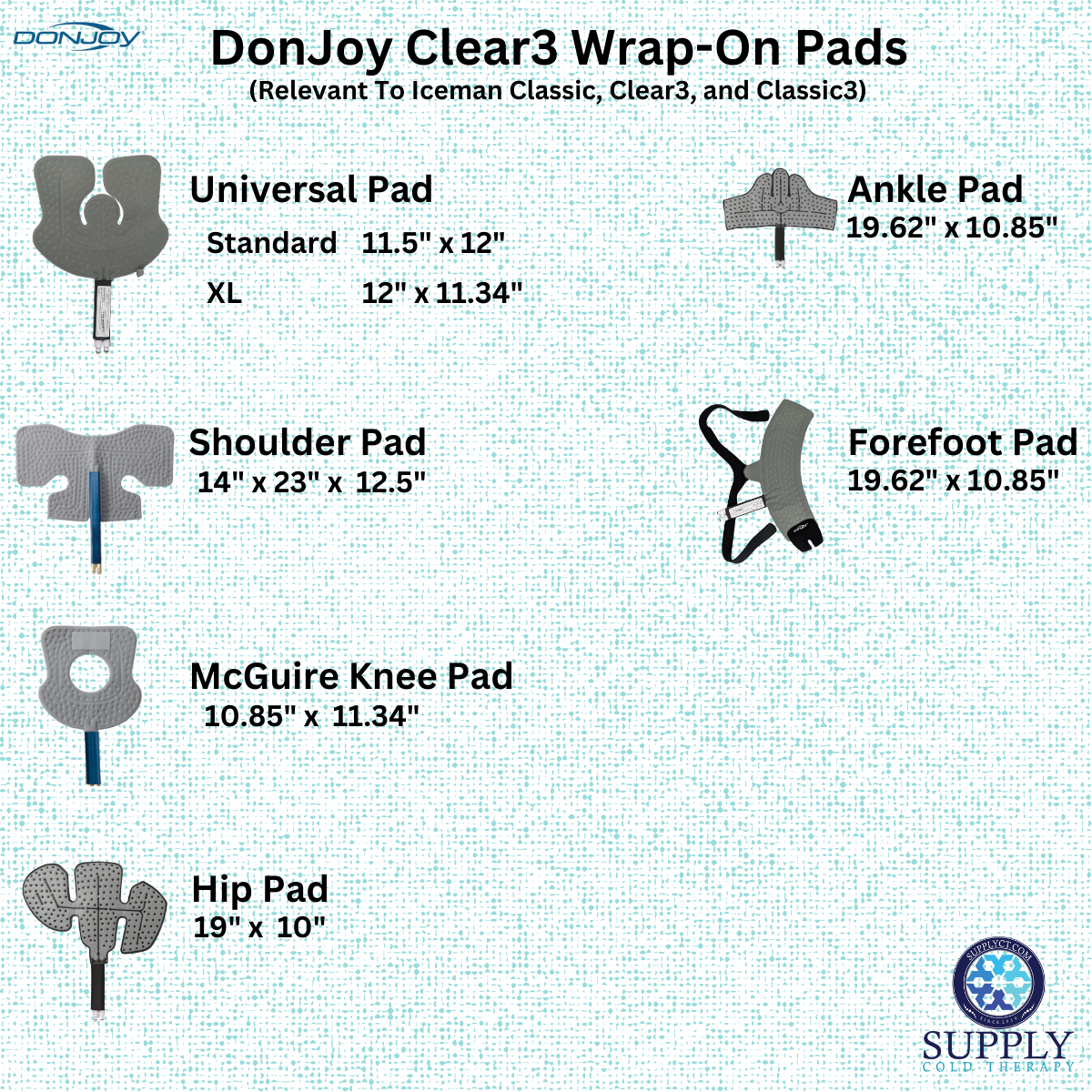 DonJoy Iceman Clear3 Sizing Chart