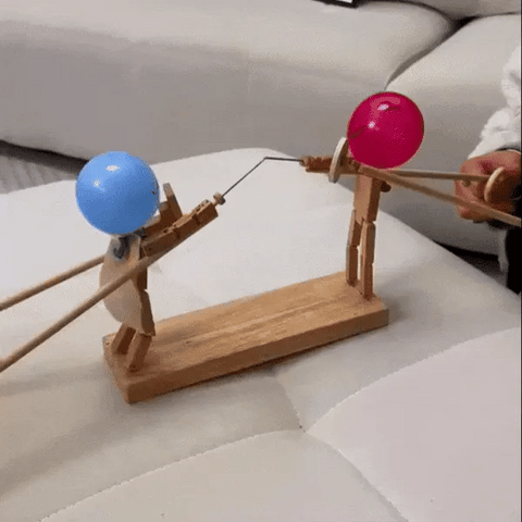 Wooden Fencing Puppets, Balloon Bamboo Man Battle, Wooden Bots