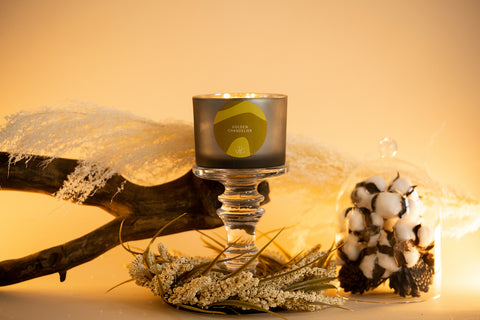 Golden Chandelier luxury odor eliminating candle. 