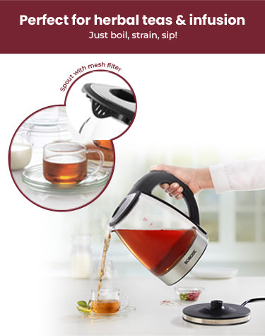  Borosil Electric Glass Kettle, Borosilicate Glass, Extra Long  Cord, Dry-boil Protection, 360° Rotating Base, 1.8 L, Transparent: Home &  Kitchen