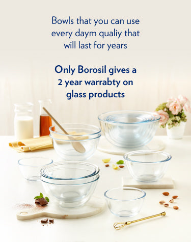 Buy Borosil Glass Mixing & Serving Bowls With Lids, Oven & Microwave Safe  Bowls, Set of 2 (350 ml each), Borosilicate Glass, Clear Online at Best  Prices in India - JioMart.