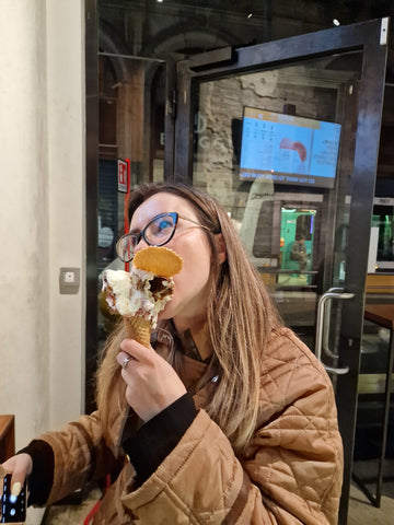 Katy enjoying Italian Gelato