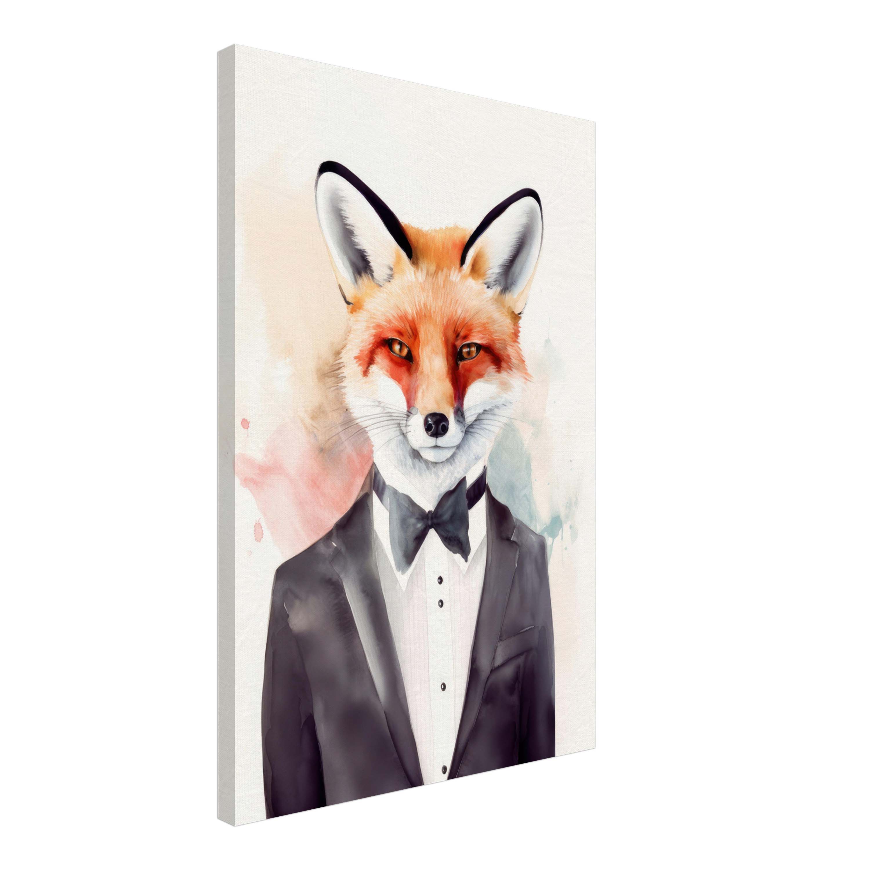 Dapper Fox in Tuxedo Canvas Wall Art Print