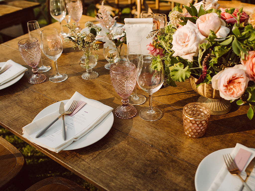 Love Life & Bloom A & J wedding reception table setting