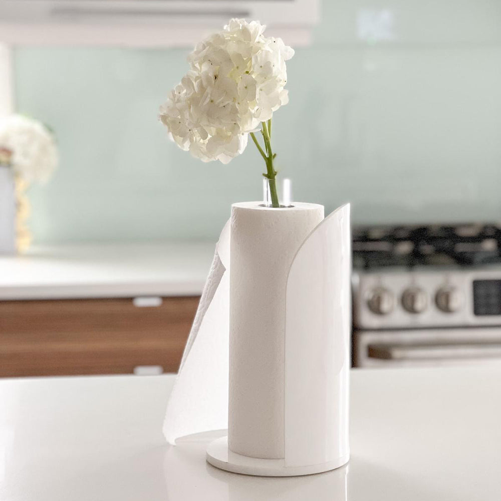 Lucite Paper Towel Display Stand with Vase