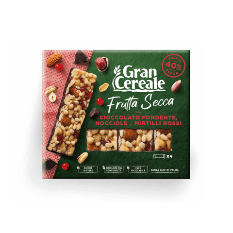 Gran Cereale barretta frutta secca cioccolato fondente mirtilli rossi –  Italian Gourmet UK