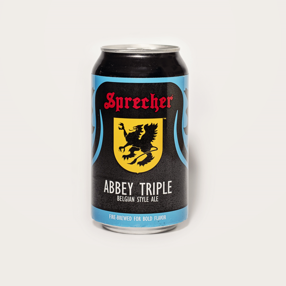 A can of Sprecher Abbey Triple beer