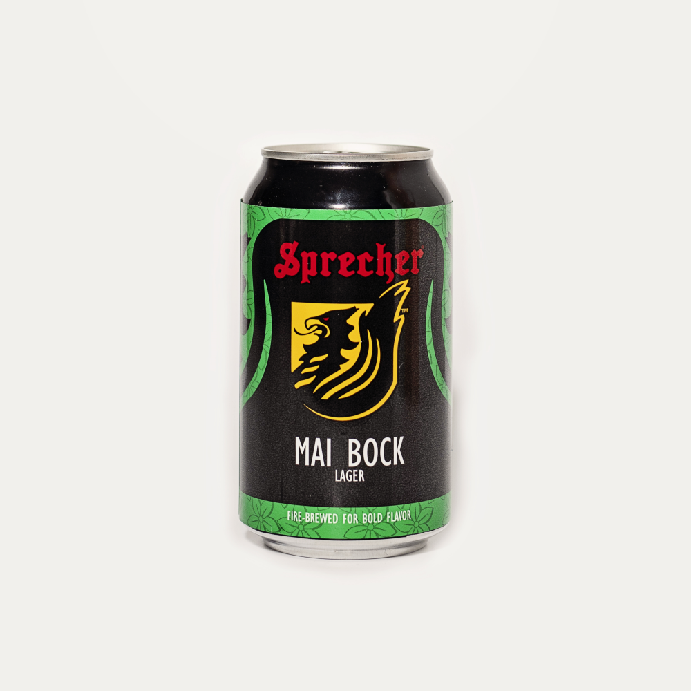 A can of Sprecher Mai Bock beer