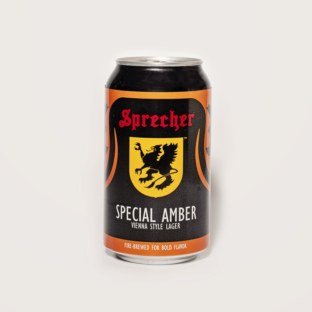 A can of Sprecher Special Amber beer