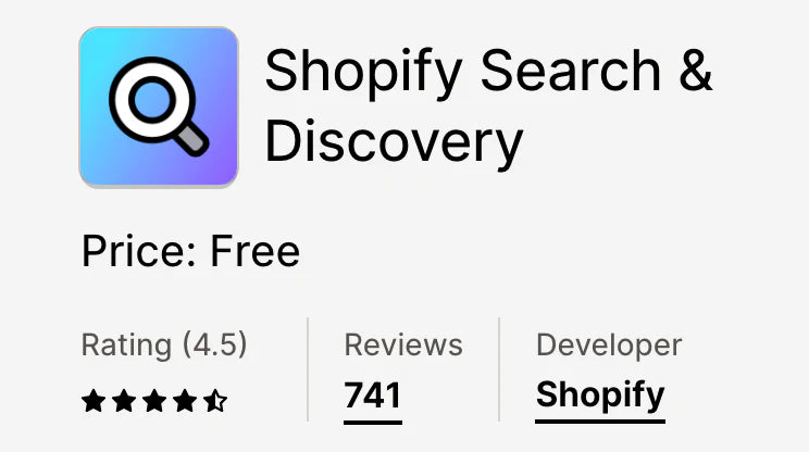  Screenshot of Search and Discovery app by shopify from app store