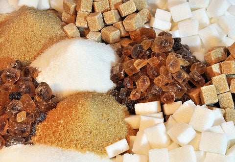 Various types of raw sugar cubes