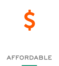 Dollar Icon. Text: Affordable