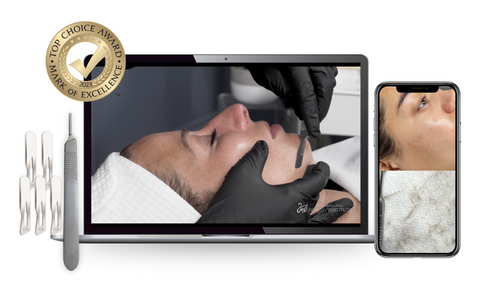 Dermaplaning online course with dermaplaning tools.
