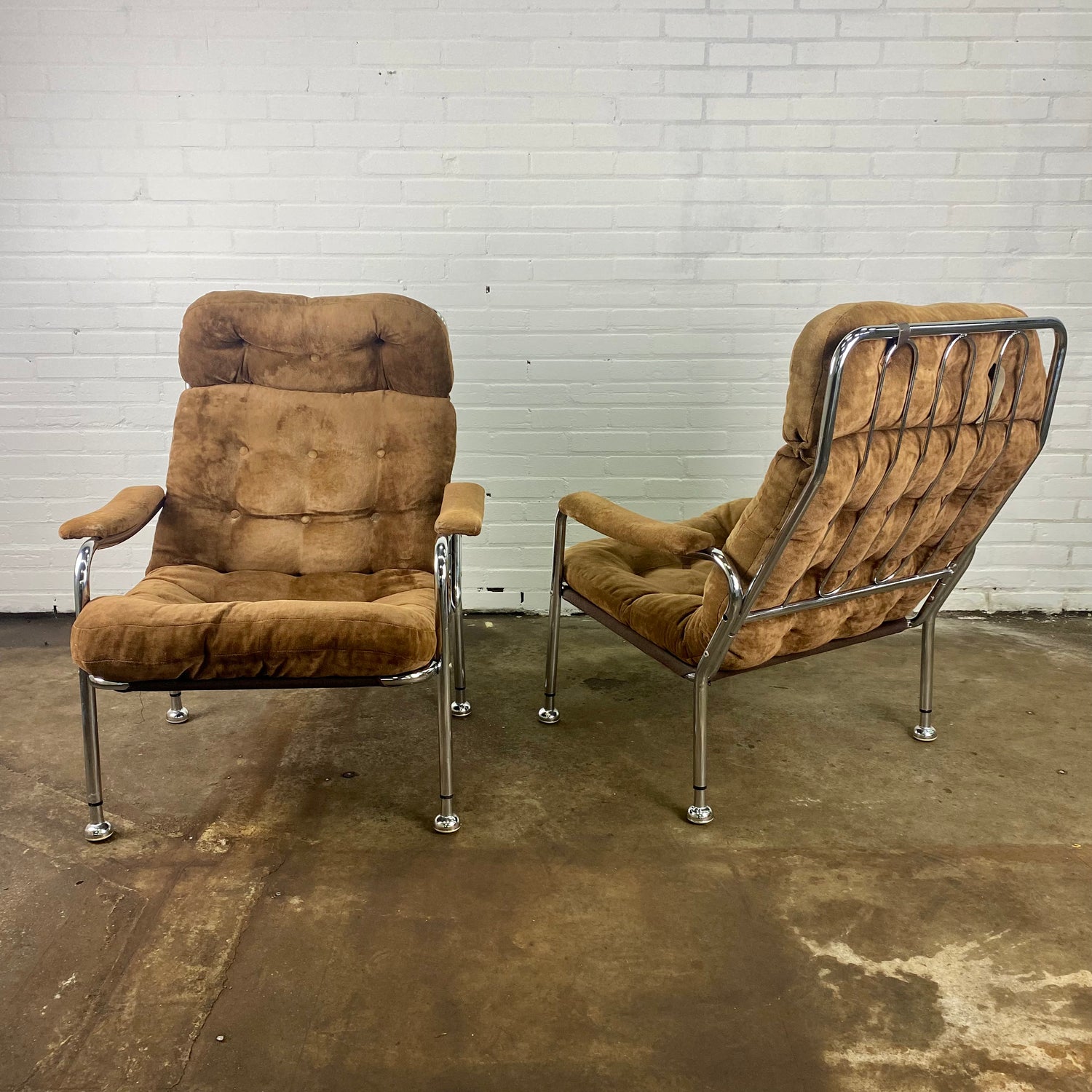 Toegepast Afleiding bestellen Vintage buisframe fauteuil / lounge chair met suede stof – Wintage