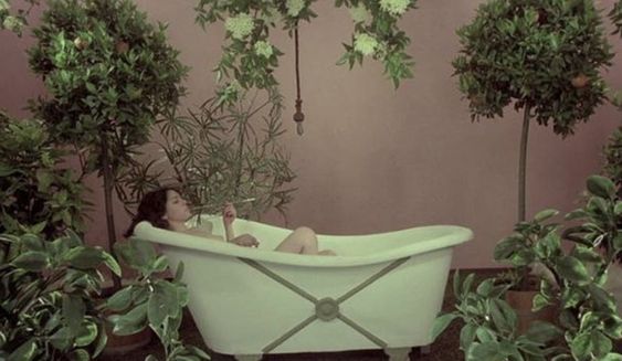 relaxing in a bath