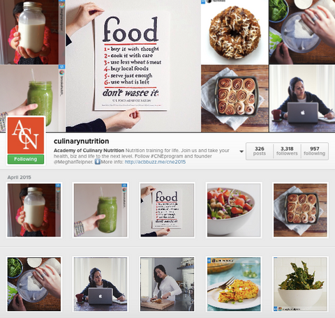 Academy of Culinary Nutrition Instagram