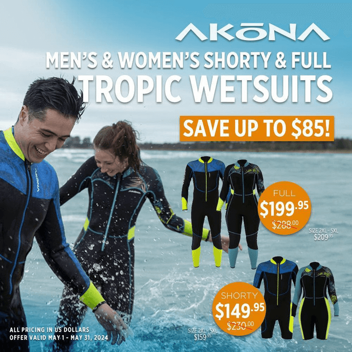 Save up to $85 on Akona Tropic Wetsuits