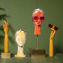 Load image into Gallery viewer, Luxury Pink Velvet Mannequin Head, Wig Mannequin Head female yellow orange suede cloth headpiece jewelry head block dress form model dummy
