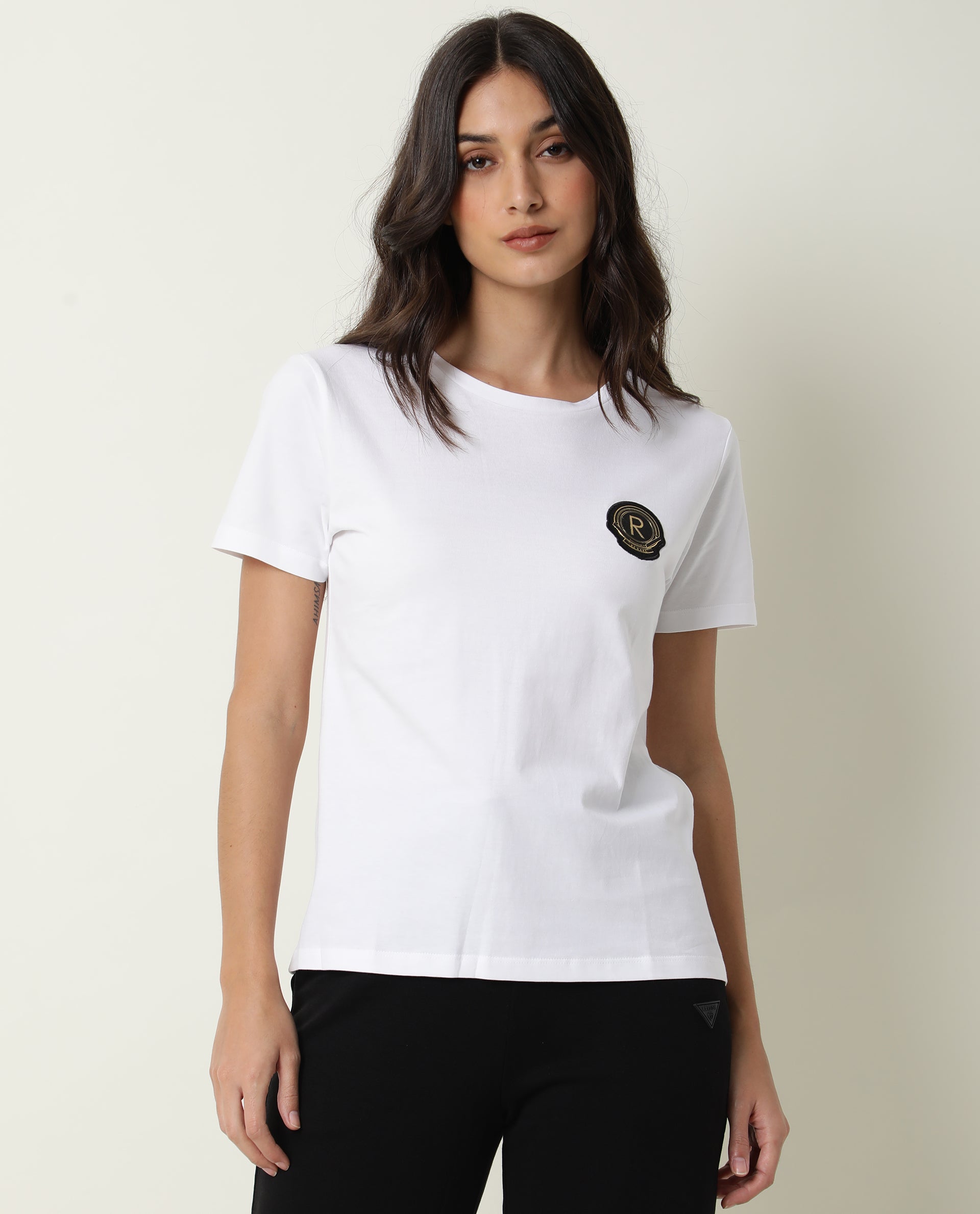 Buy Off White T-Shirt For Women 8907279306630 At Rareism