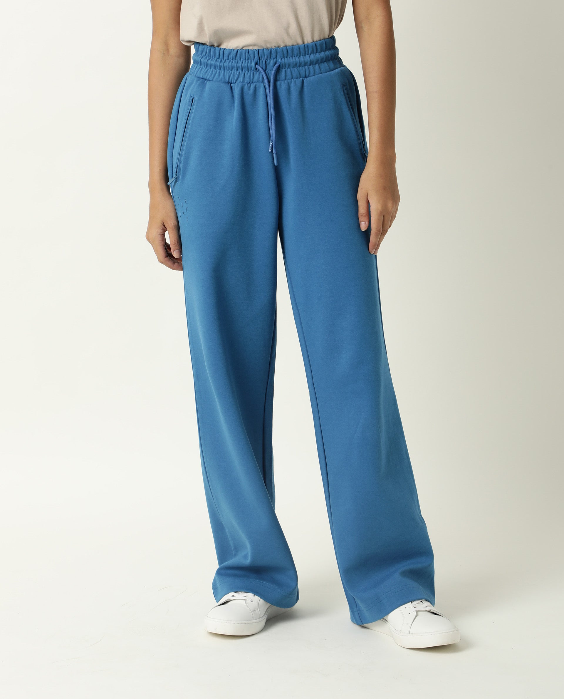 Buy Enamel Blue Flared Track Pant For Women 8907279395863