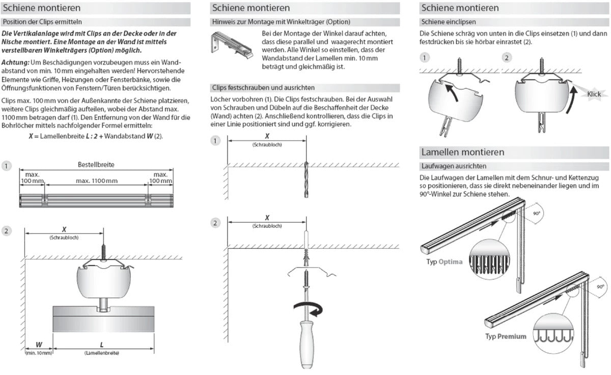Lamellenvorhang: Montageanleitung Seite 1