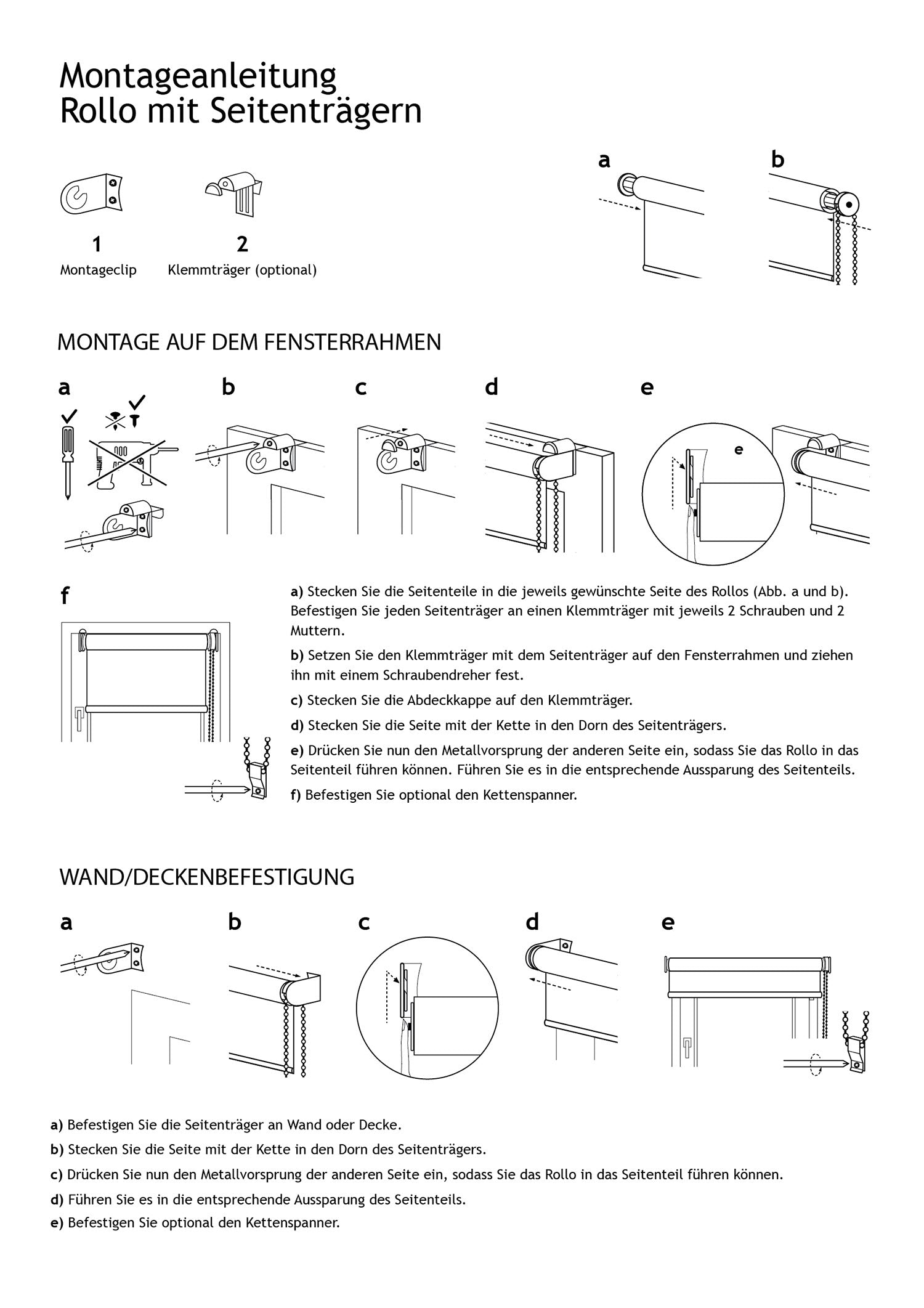 Montageanleitung: Rollo mit Seitenträger