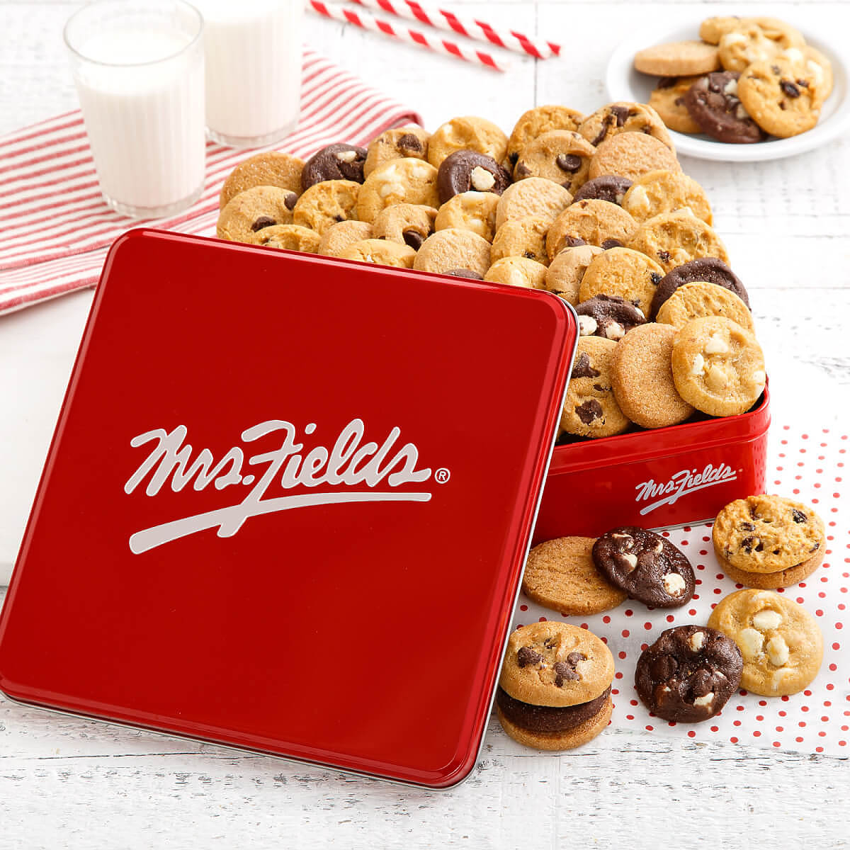 Mrs. Fields 48 Nibblers Bite-Sized Cookies Signature Tin