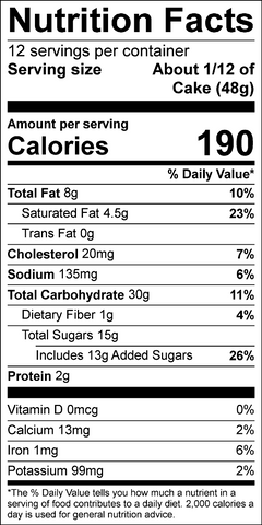 Red Velvet Cookie Cake Nutritional