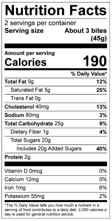 Toffee Fudge Brownie Bites Nutritional