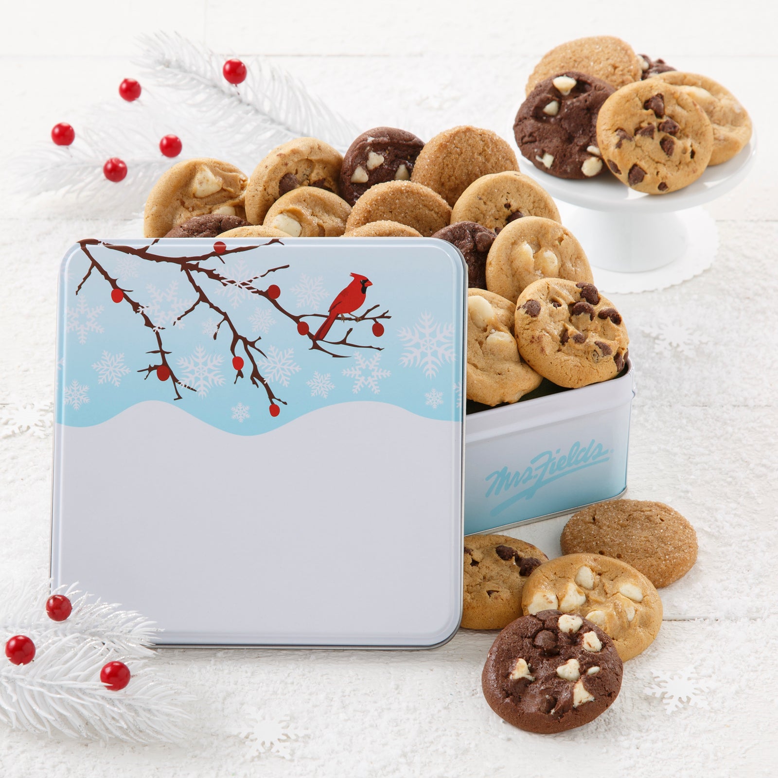 Holiday Cardinal 24 Nibblers Bite-Sized Cookies Tin