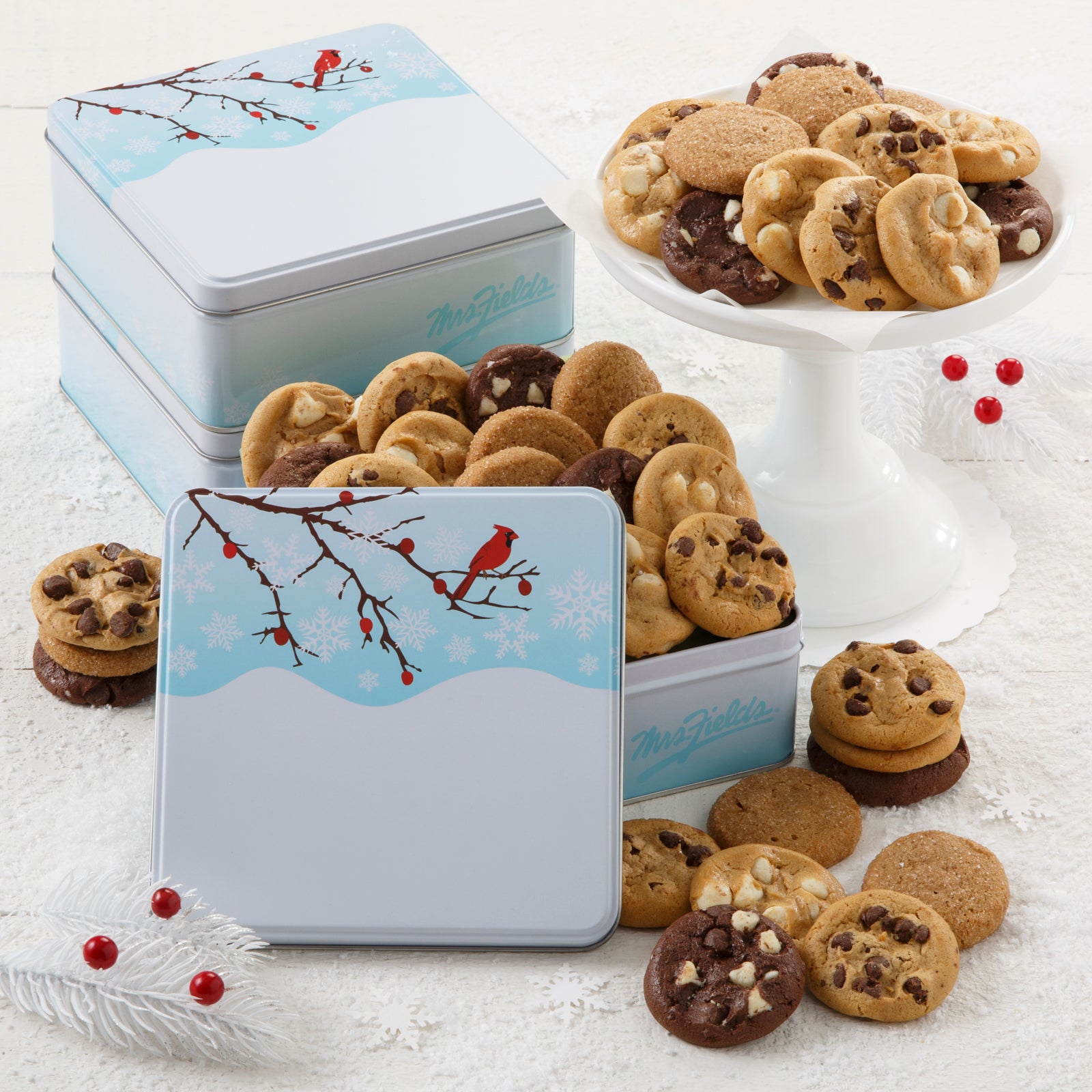 Holiday Cardinal 24 Nibblers Bite-Sized Cookies Tins 20 Pack