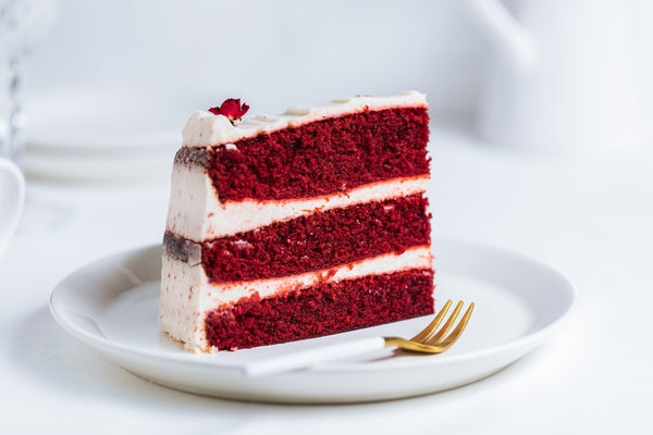 Slice of red velvet cake