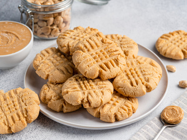 several peanut butter cookies on a plate
