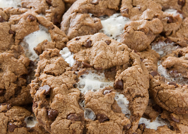 S’mores cookies with chocolate chips and marshmallows