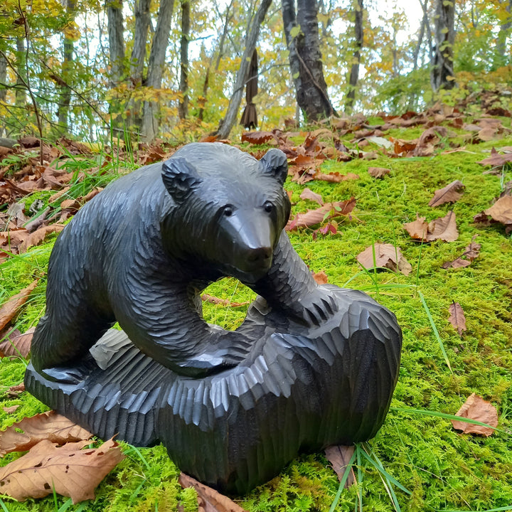 木彫り・熊の頭部（壁掛け / 置物）◇佐々木正三 作◇クマの顔・首-