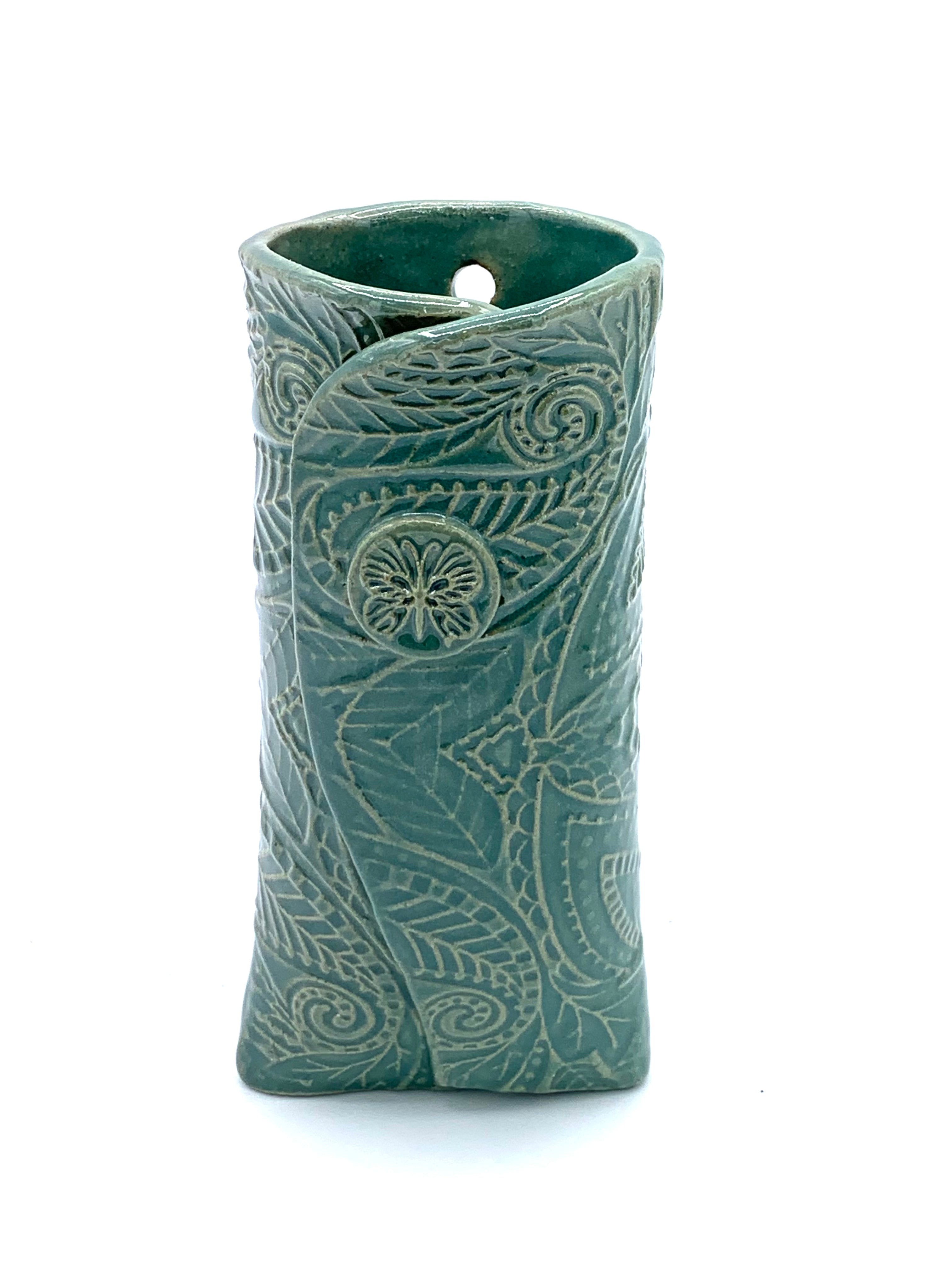 Wall pocket in Teal glaze