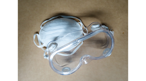 PPE safety goggles and particle mask